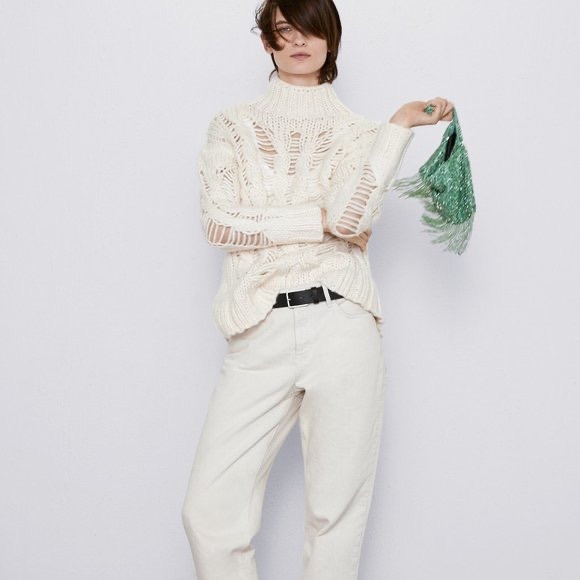 NWT 🤍 CABLE KNIT SWEATER Zara Sz S - Picture 2 of 11